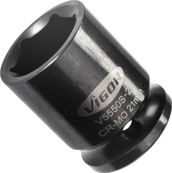 Douille pour boulonneuse VIGOR courte carrée creuse 125 mm (1/2 pouce) profil à six pans extérieurs 21 mm V5550S-21 magasi...