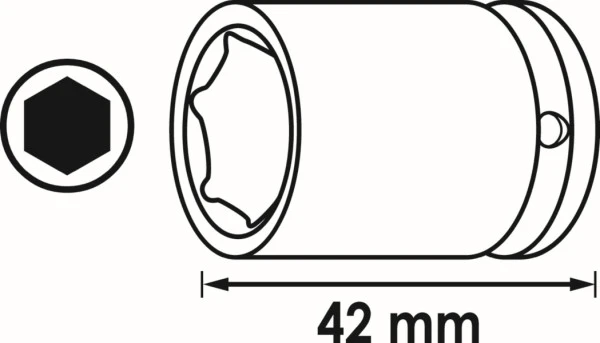 Douille pour boulonneuse VIGOR courte carrée creuse 125 mm (1/2 pouce) profil à six pans extérieurs 21 mm V5550S-21 magasi...
