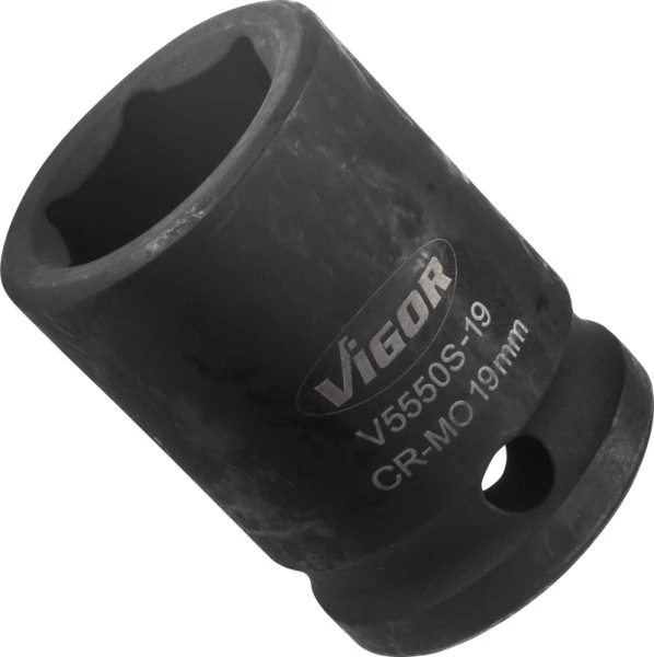 Douille pour boulonneuse VIGOR courte carrée creuse 125 mm (1/2 pouce) profil à six pans extérieurs 19 mm V5550S-19 se pro...