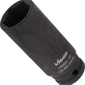 Douille pour boulonneuse VIGOR longue carrée creuse 125 mm (1/2 pouce) profil à six pans extérieurs 24 mm V5550L-24 prendr...