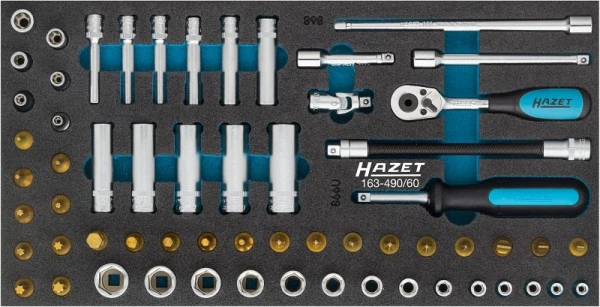 Jeu de clés à douilles Hazet carré creux 63 mm profil extérieur TORX® profil de traction hexagonal extérieur profil intéri...