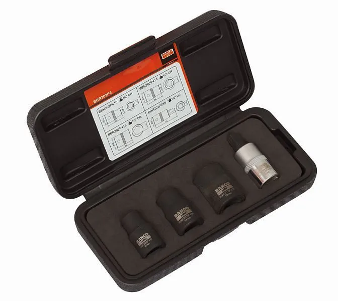 Jeu de douilles et embouts de frein à main Bahco 1/2" 5 pans 4 pièces BBR202P4 choisir à bas prix