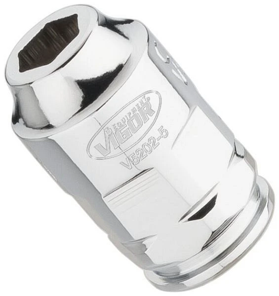 VIGOR Insert de clé à douille super plat carré creux 63 mm (1/4") profil hexagonal extérieur 5 mm lot de 5 V5202-...