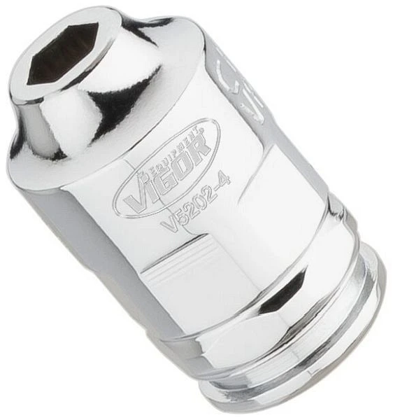 VIGOR Insert de majeur à douille super plat carré creux 63 mm (1/4") profil hexagonal extérieur 4 mm lot de 5 V52...
