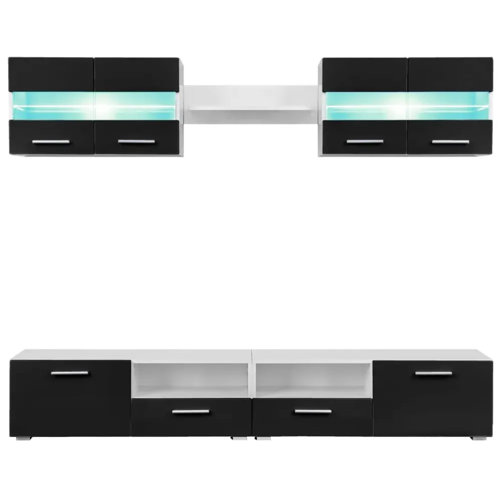Ensemble mural pour 5 pièces avec lumières LED brillant noir 02_0025383 avec douille E27