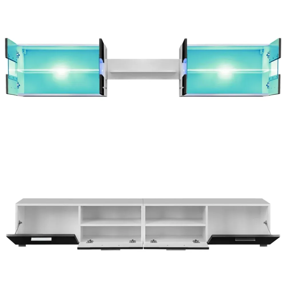 Ensemble mural pour 5 pièces avec lumières LED brillant noir 02_0025383 avec douille E27