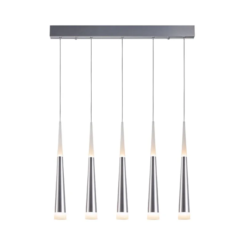 Konische Hängelampe, modernes Metall, 5/6 Köpfe, silberne Hängependelleuchte für Esszimmer warm/weiß/neutral avec variateu...