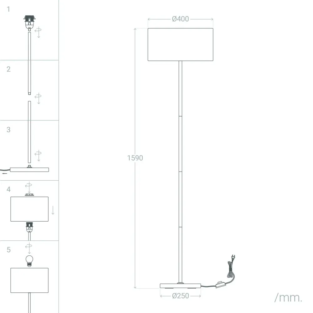 Lampadaire Silinda avec éclairage LED intégré pour une lumière uniforme - Certifié CE