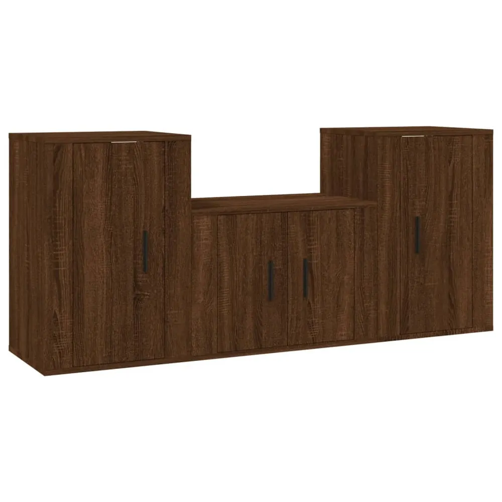 Ensemble de meubles armoire buffet TV télévision salon chambre séjour 3 pièces chêne bois d'ingénierie brun 02_0024580 en...