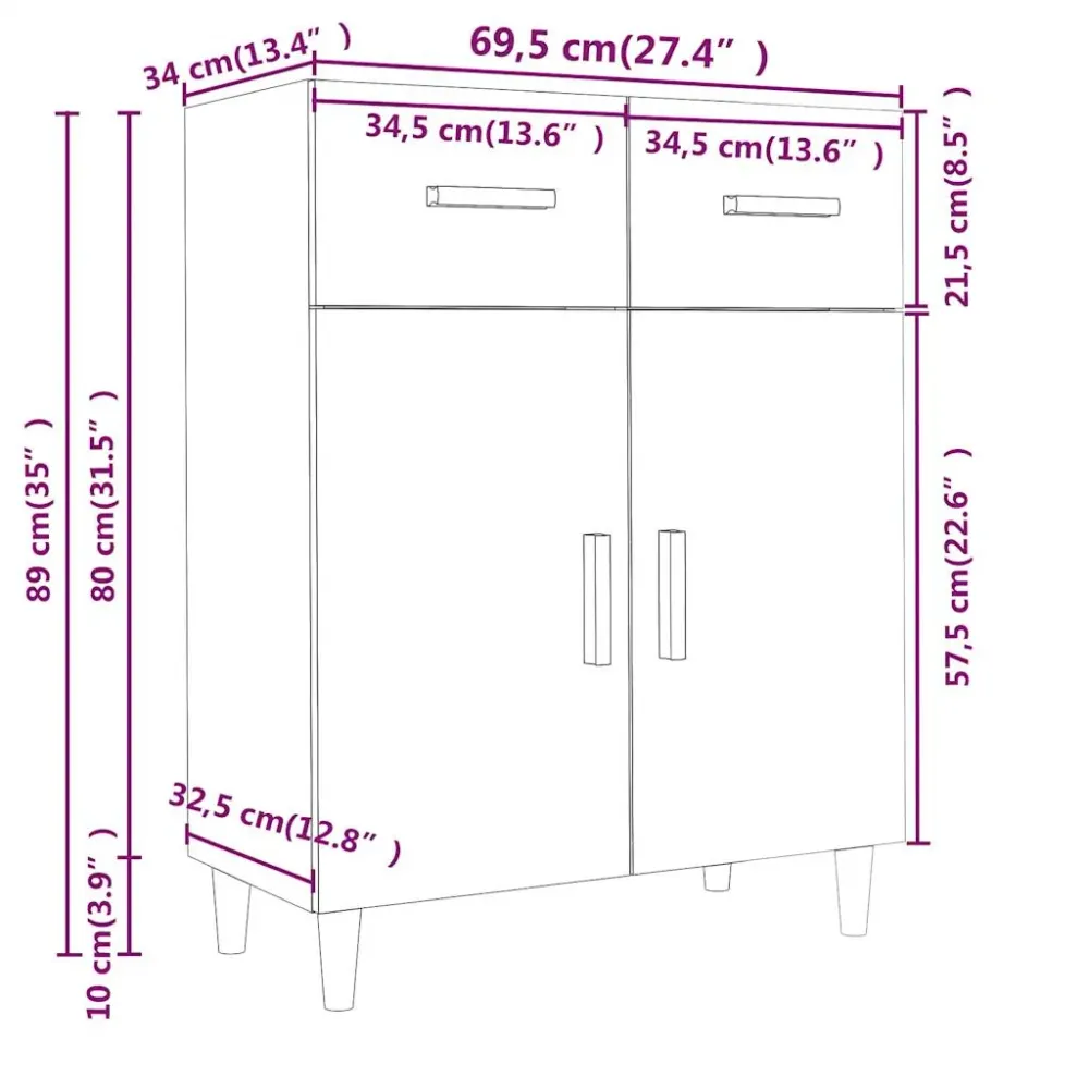 Robinet cascade Buffet bahut commode armoire meuble de rangement organisateur cuisine salle de séjour salon 69,5 x 34 x 89...