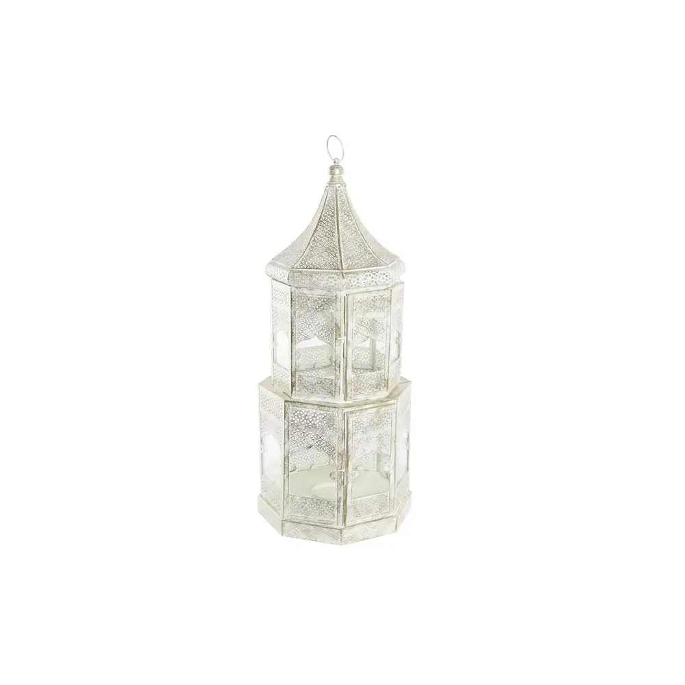 Lanterne DKD Home Decor 2 Pièces 2 Unités Verre Doré Métal Blanc Arabe