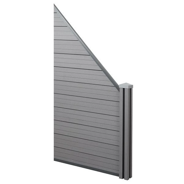 Mendler Brise-vue WPC Sarthe clôture pare-vent poteau WPC élément d'extension en diagonale droite 098m gris 58002...