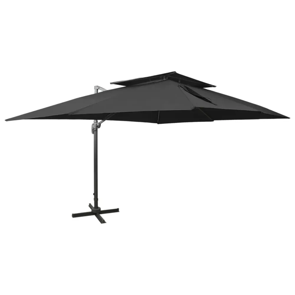 Parasol déporté à duo toit noir 400 x 300 cm 02_0008569