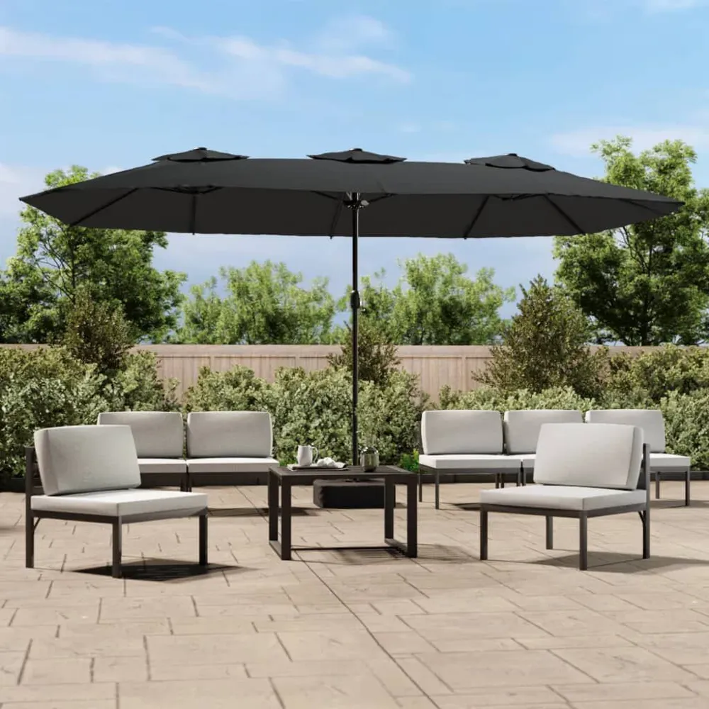 Parasol de jardin à deux fois tête avec LED anthracite 449x245 cm