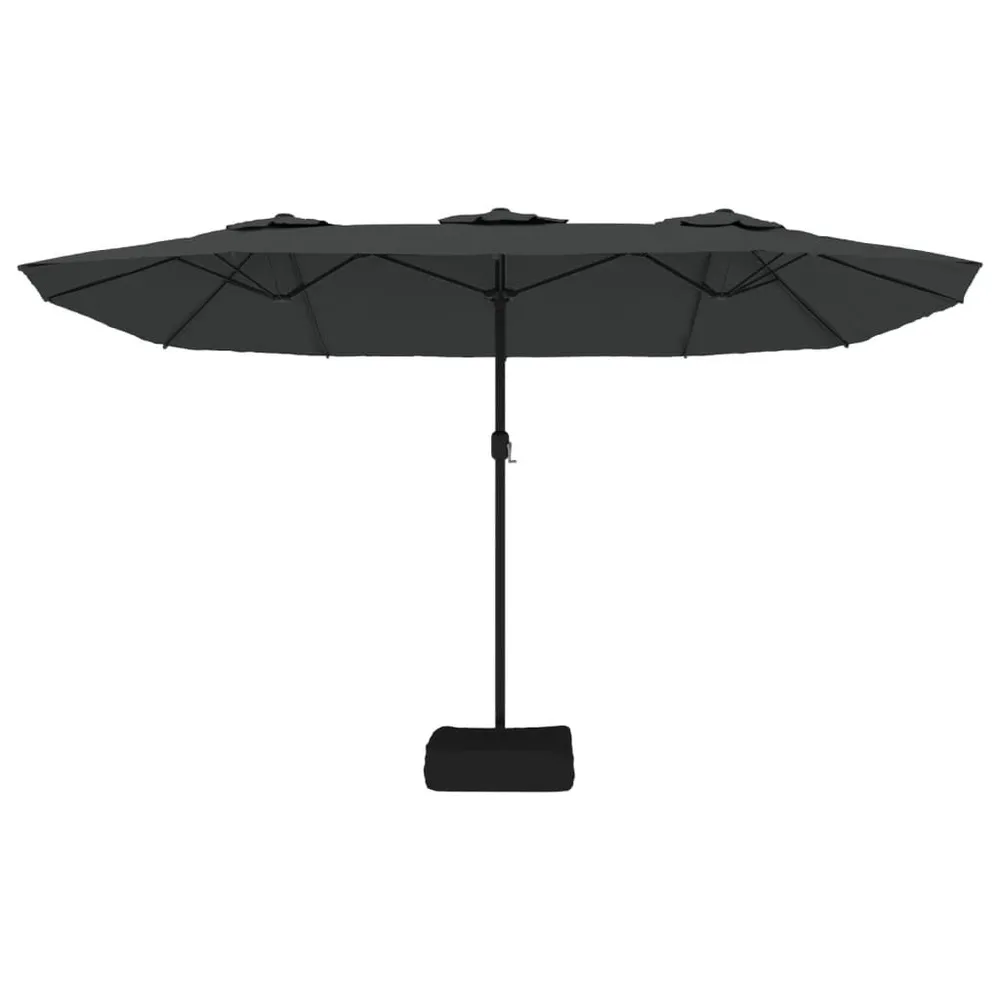 Parasol de jardin à deux fois tête avec LED anthracite 449x245 cm