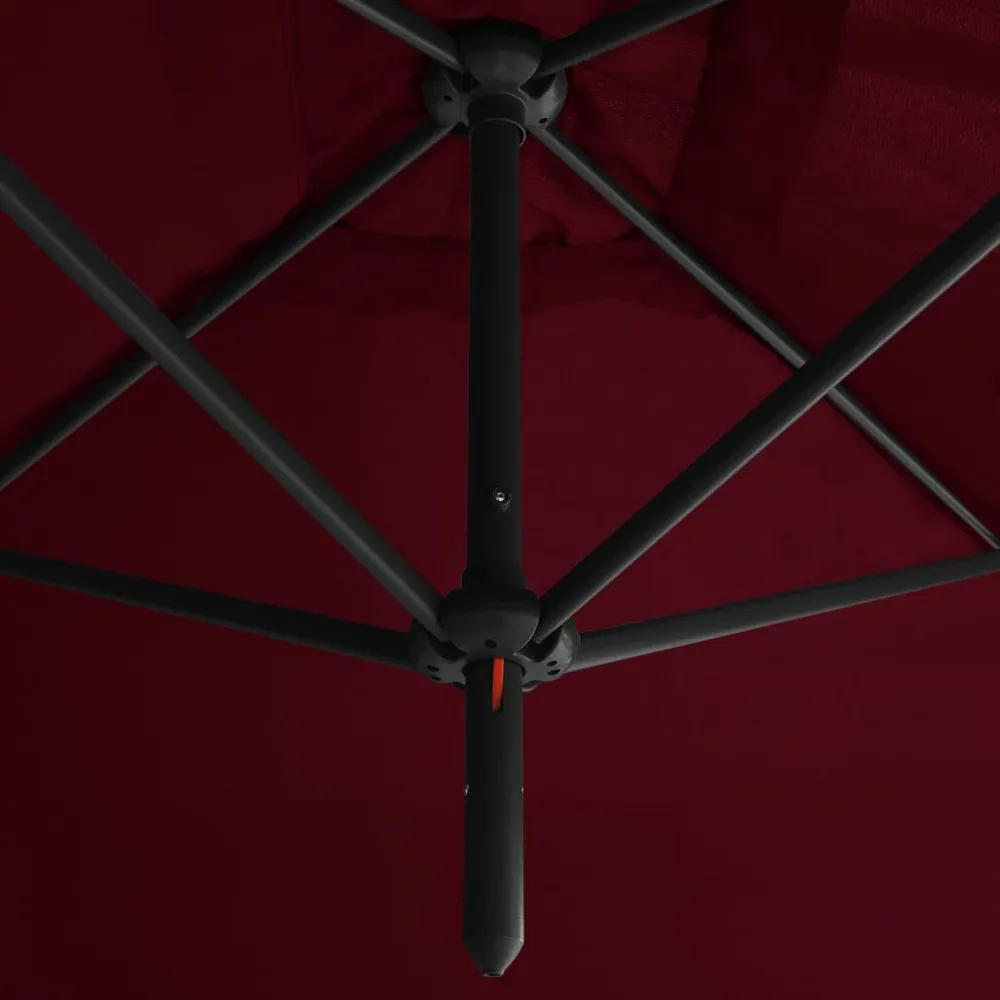 Parasol de jardin duo avec mât en acier rouge bordeaux