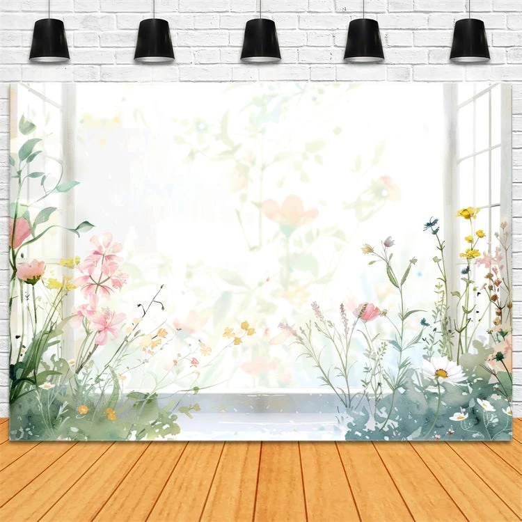 Toile de fond Printemps Fleurs Délicates Fenêtre LXX1-76