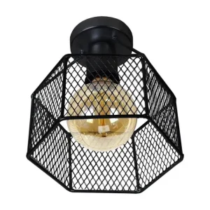 Plafonnier maille métal noir 15 cm.. pour pose de cloisons