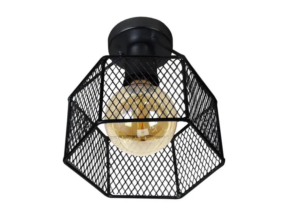 Plafonnier maille métal noir 15 cm.. pour pose de cloisons
