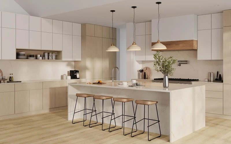 Comptoir en quartz 2 cm - 3 cm LXHA Dorato 63 x 130 po avec Garantie Fabricant