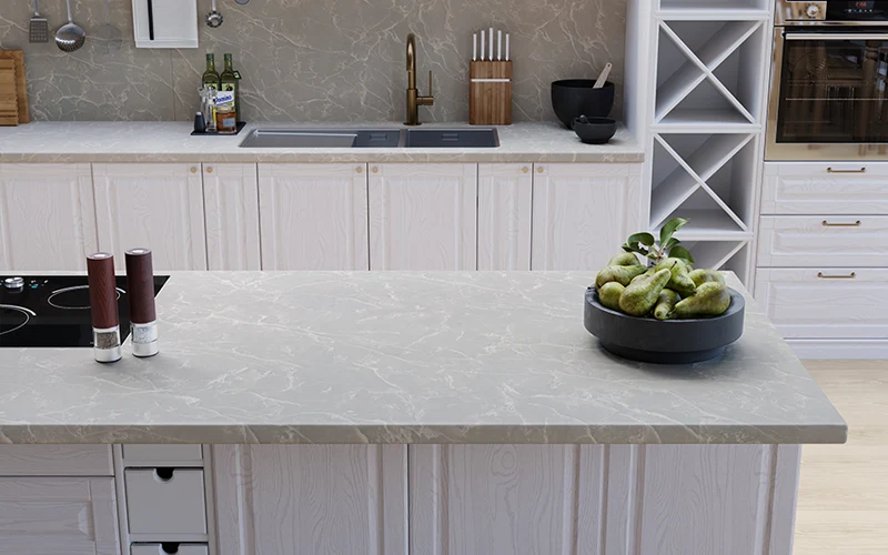 Purificateur d'eau Comptoir en quartz 2 cm - 3 cm LXHA Bianco Glace 63 x 130 po