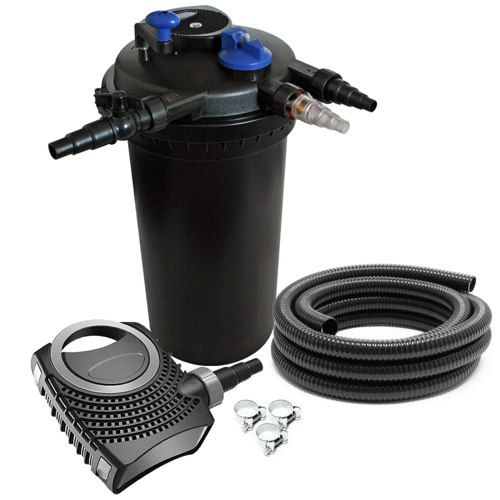 Ferme-porte WC Kit set bassin 30000 litres 18 watts UVC pompe 6000 l/h tuyau 5m kit de filtration 16_0001923