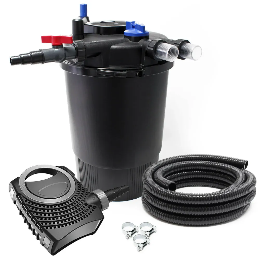 Kit set bassin 60000 litres 55 watts UVC pompe 8000 l/h tuyau 10 m kit de filtration 16_0001952 | Économiseur d'eau |