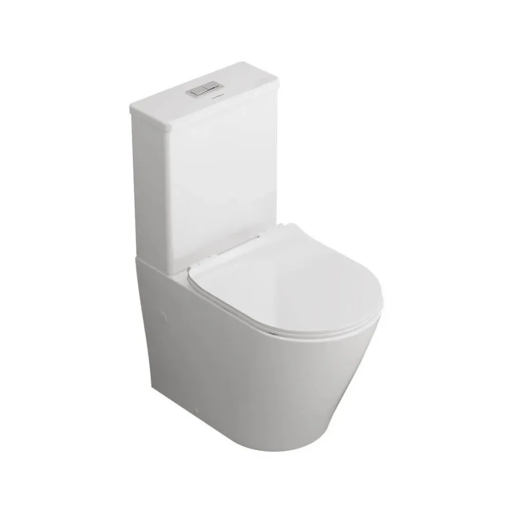 WC à réservoir bas Bolonia Rimless en bois traité