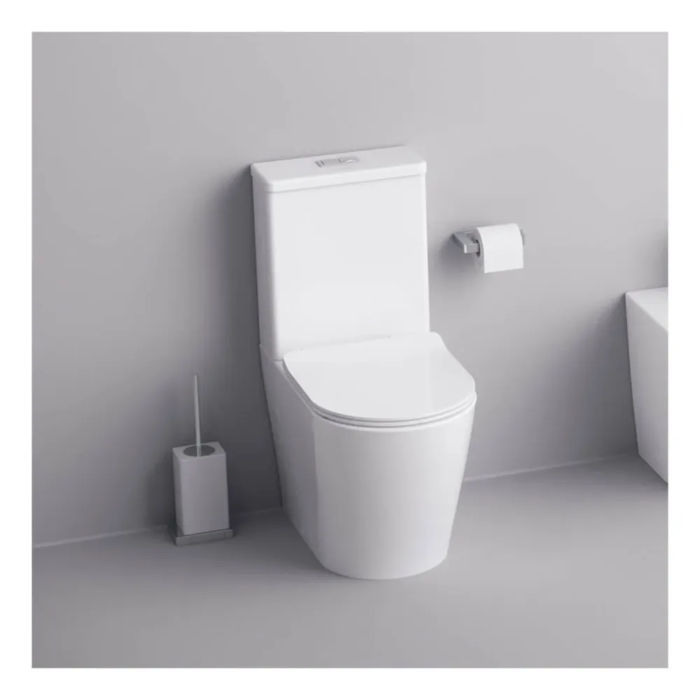 WC à réservoir bas Bolonia Rimless en bois traité