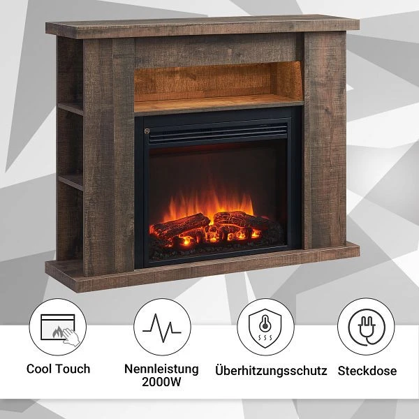 Cheminée électrique BALDERIA William 2000 W aspect bois foncé EF321A-MT321E-RDO prendre à bas prix