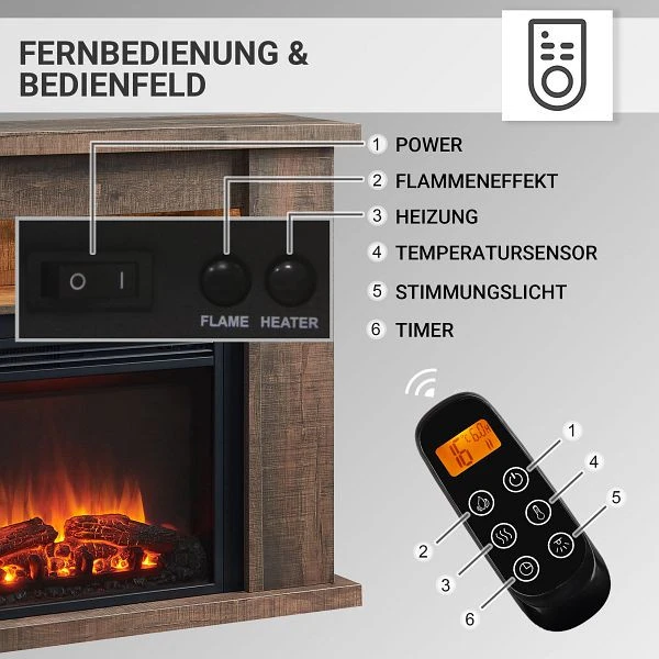 Cheminée électrique BALDERIA William 2000 W aspect bois foncé EF321A-MT321E-RDO prendre à bas prix