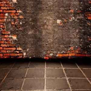 Toile de fond de plancher Mur de briques rouges endommagé pour la photographie F-1579