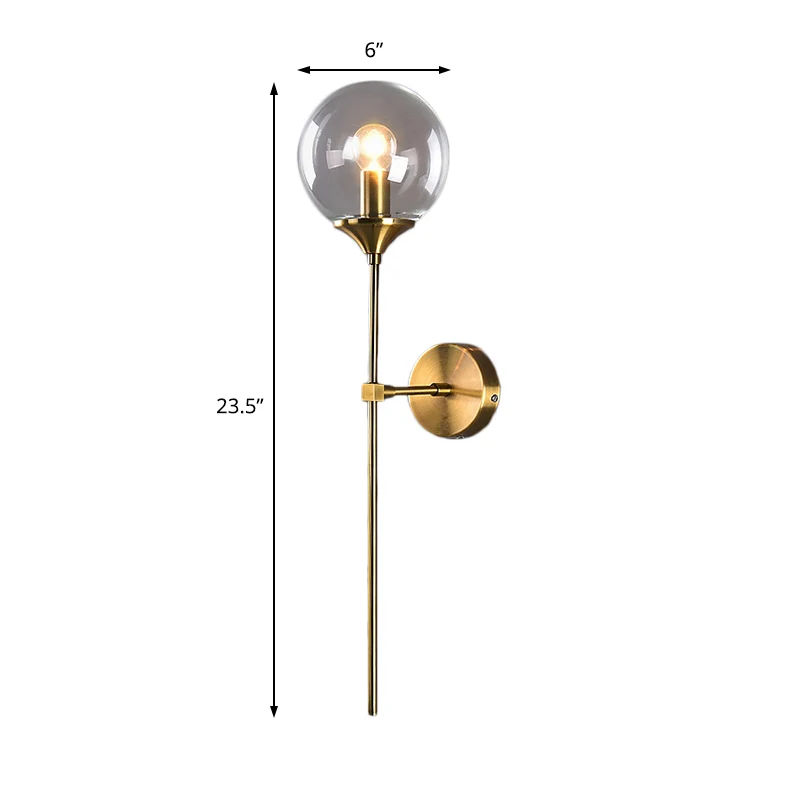 Certifié CE Éclairage mural moderne à abat-jour Globe, ampoule exceptionnel, applique en verre transparent/gris/ambre en l...