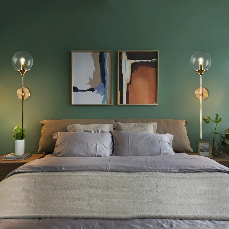Certifié CE Éclairage mural moderne à abat-jour Globe, ampoule exceptionnel, applique en verre transparent/gris/ambre en l...