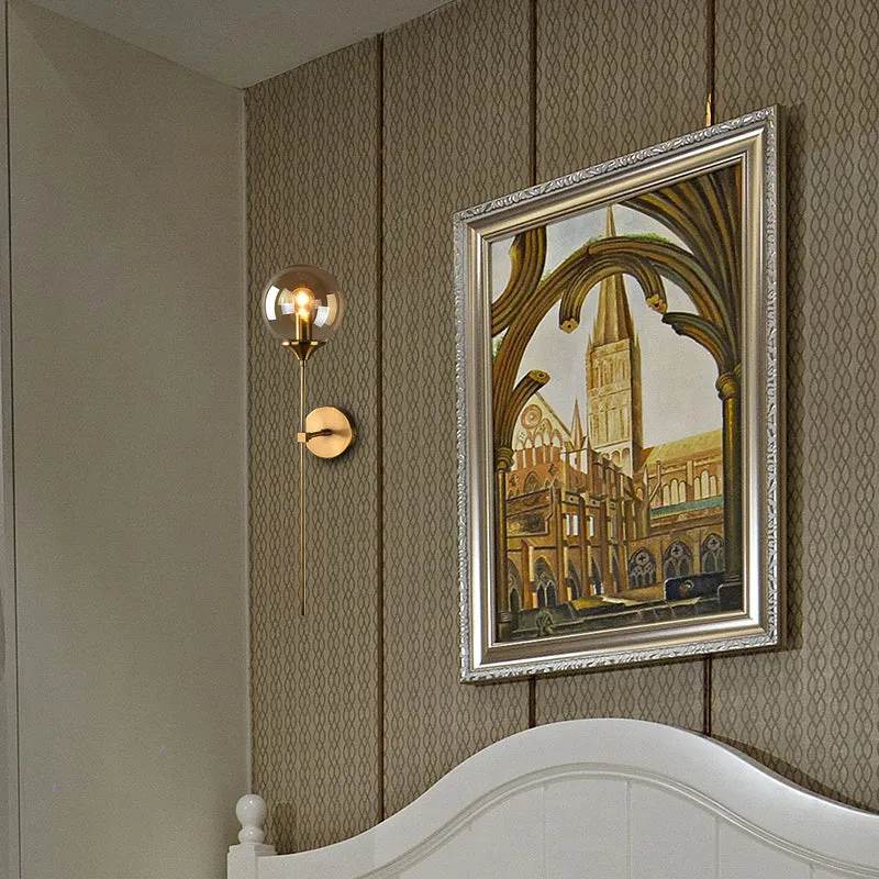 Certifié CE Éclairage mural moderne à abat-jour Globe, ampoule exceptionnel, applique en verre transparent/gris/ambre en l...
