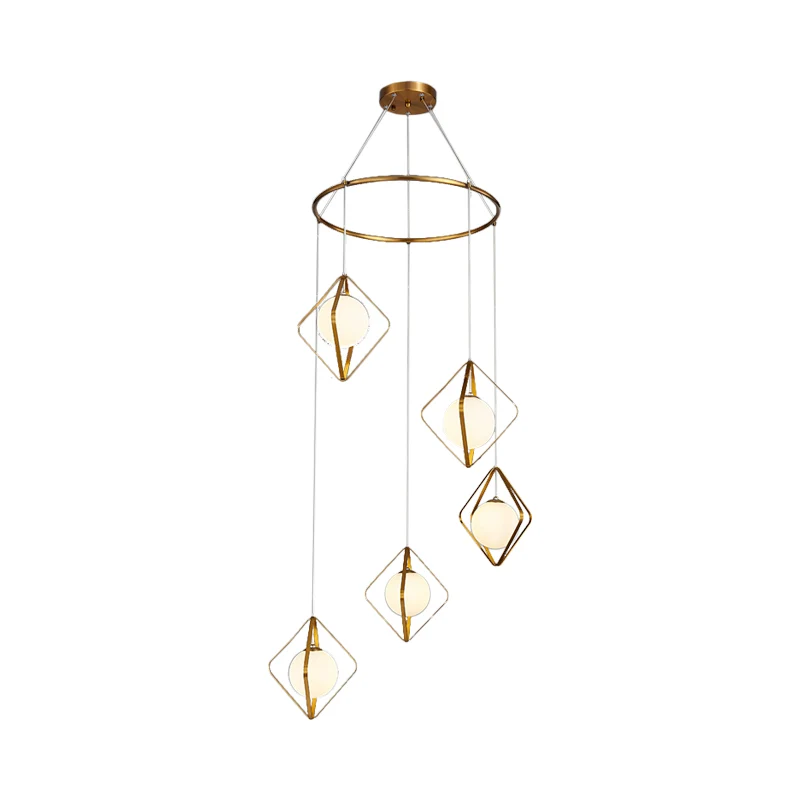 Einfache Multi-Light-Hängeleuchte Global Metallic Pendellampe mit Opalglasschirm für das Wohnzimmer Matériau : ABS ignifugé