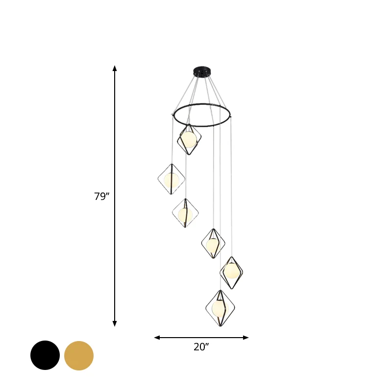 Einfache Multi-Light-Hängeleuchte Global Metallic Pendellampe mit Opalglasschirm für das Wohnzimmer Matériau : ABS ignifugé