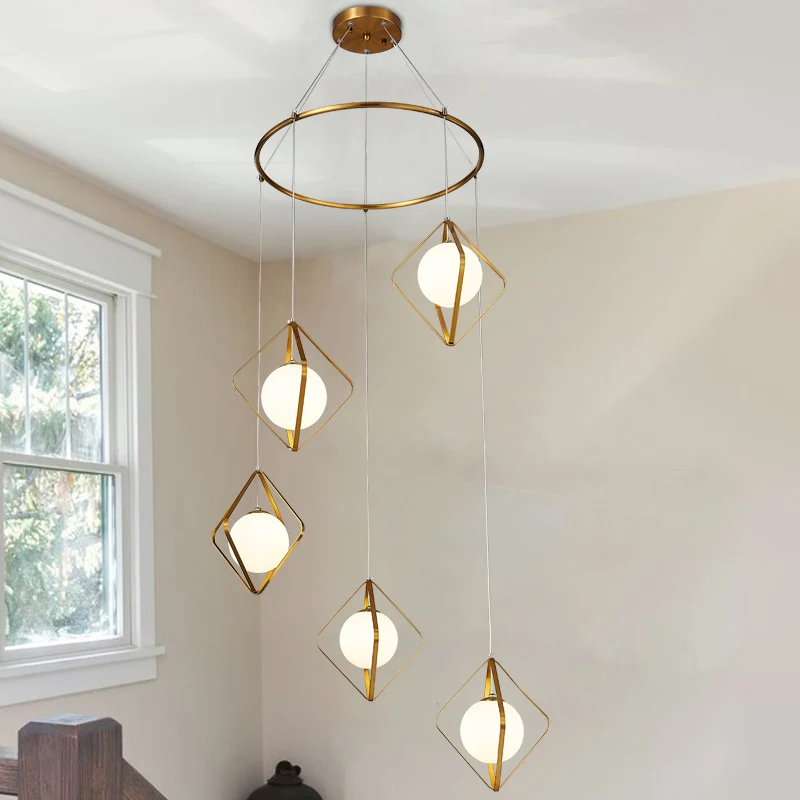 Einfache Multi-Light-Hängeleuchte Global Metallic Pendellampe mit Opalglasschirm für das Wohnzimmer Matériau : ABS ignifugé