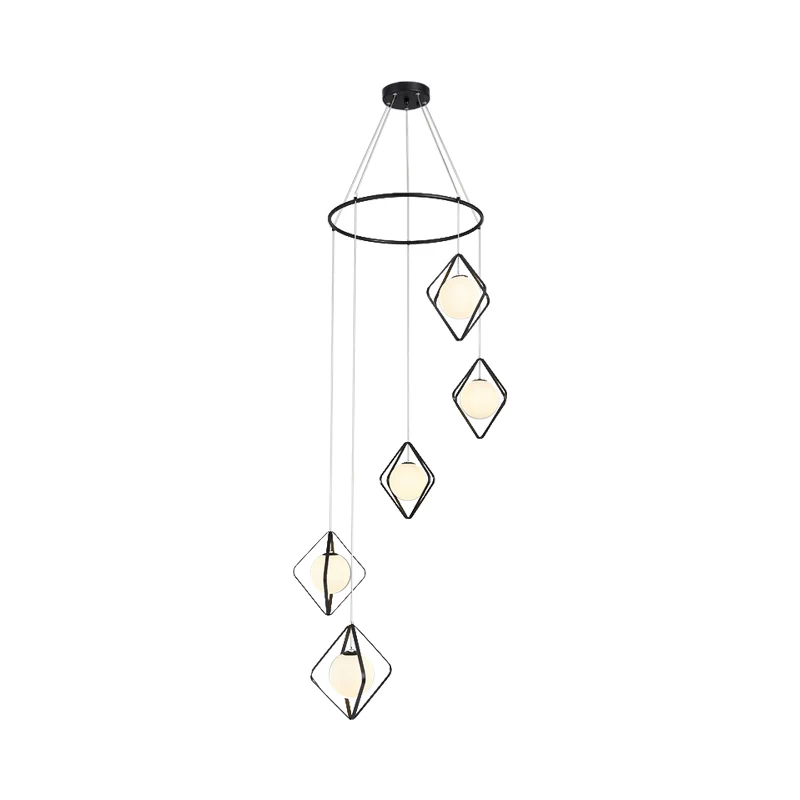 Einfache Multi-Light-Hängeleuchte Global Metallic Pendellampe mit Opalglasschirm für das Wohnzimmer Matériau : ABS ignifugé