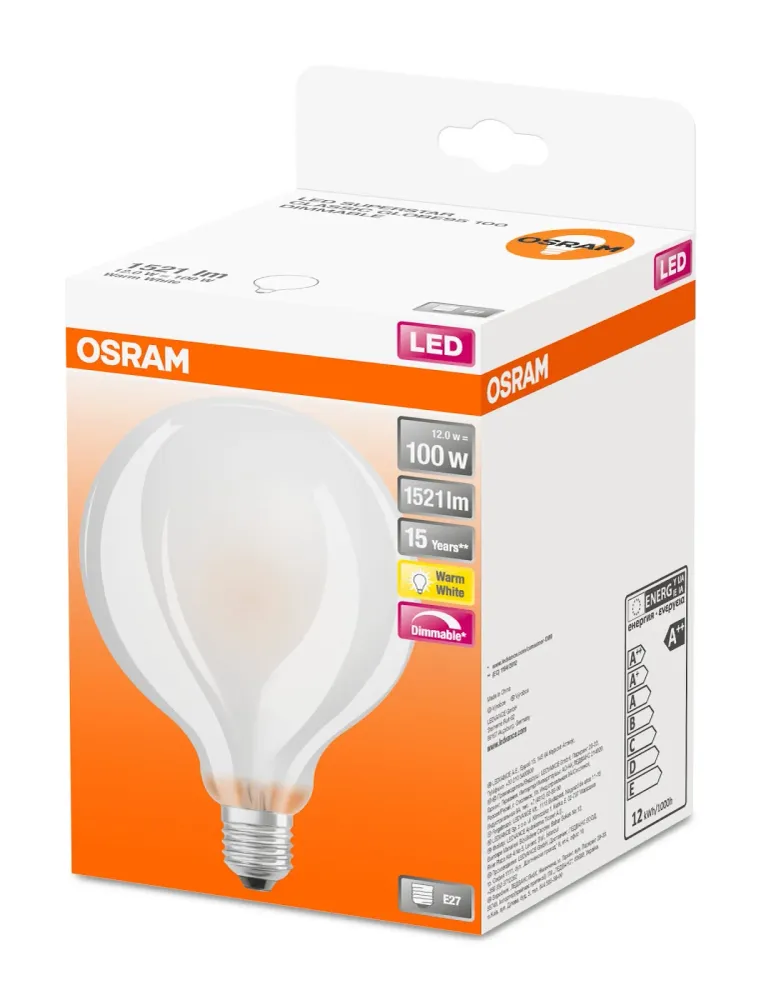 GLOBE LED 95MM 12W E27 BOUILLANT