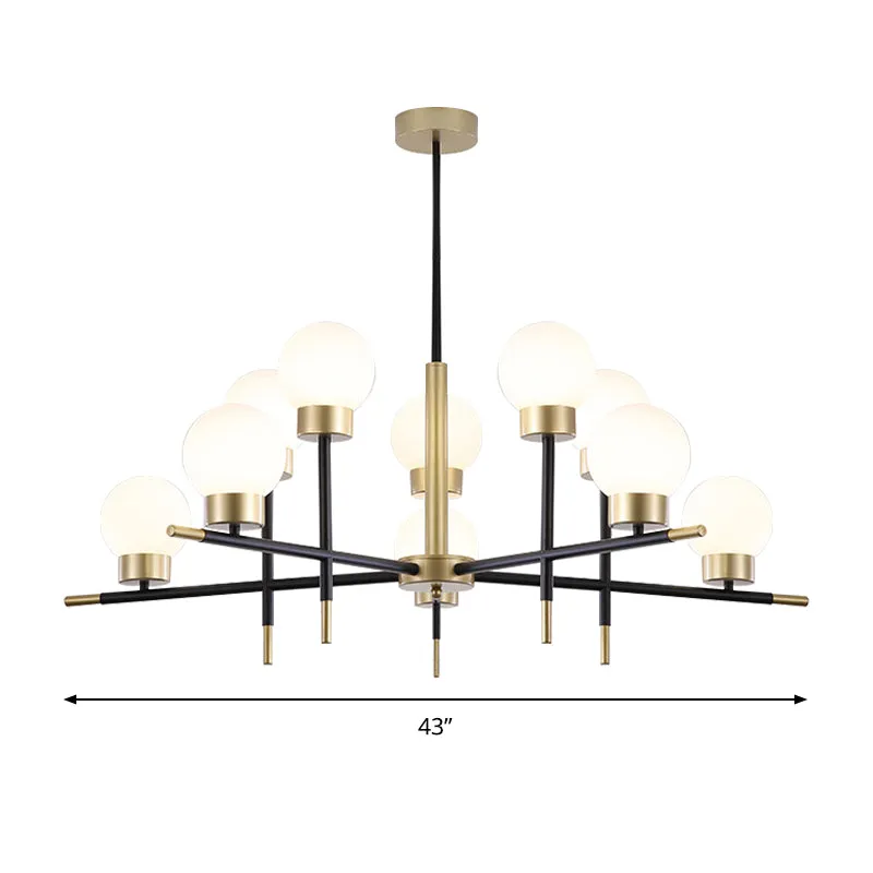 Haute Qualité Professionnelle Lustre contemporain à abat-jour Globe multi-têtes en métal, grande lampe à suspension en ver...