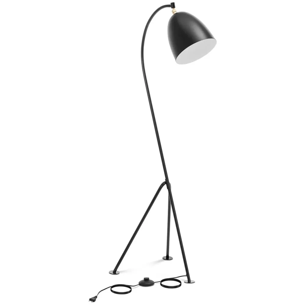 Lampadaire arc abat-jour mobile en métal 40 watts hauteur 125 cm fer peint par poudrage noir 14_0009213 en blanc mat