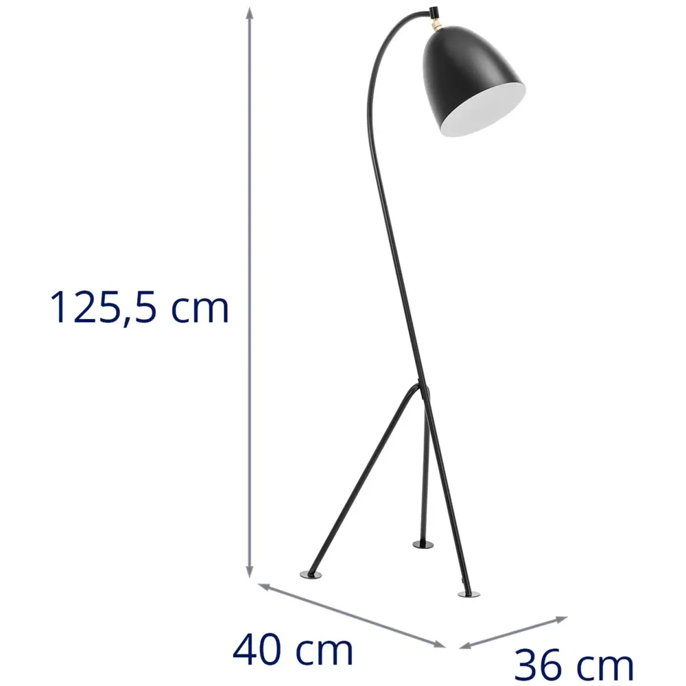 Lampadaire arc abat-jour mobile en métal 40 watts hauteur 125 cm fer peint par poudrage noir 14_0009213 en blanc mat