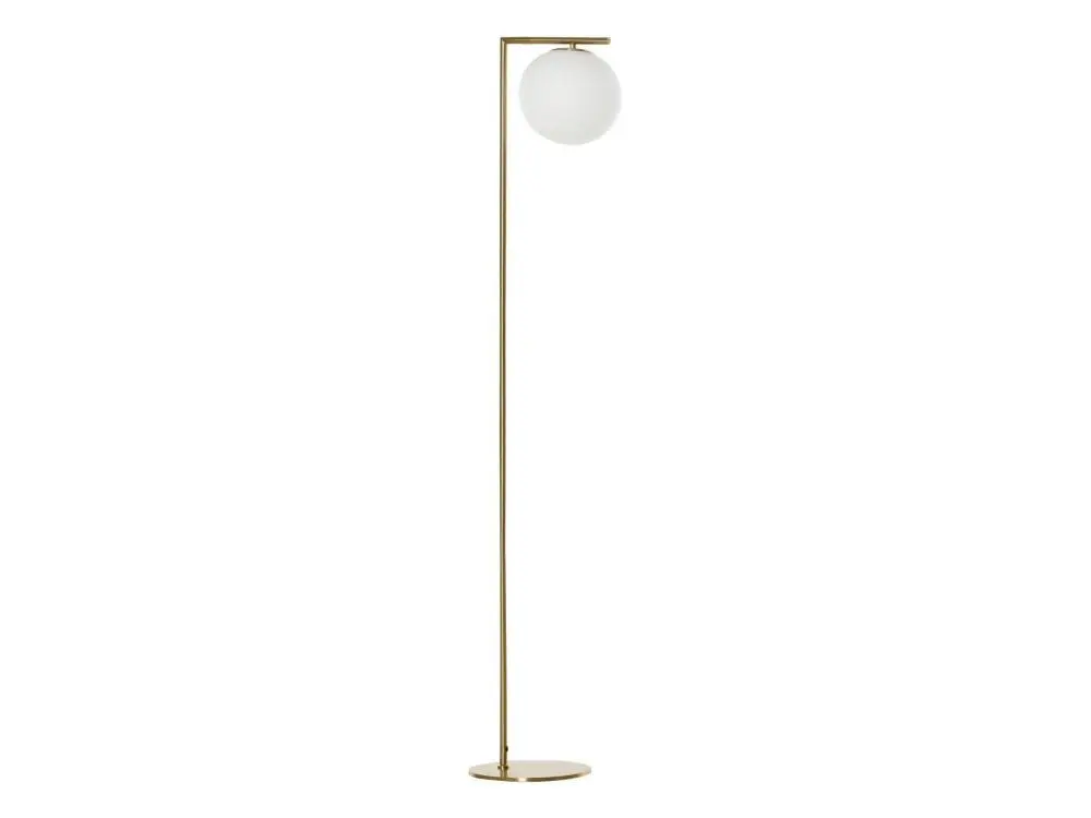 Lampadaire design néo-rétro globe en verre blanc plein max. 40 W métal doré