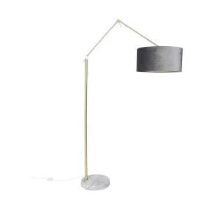 Lampadaire novateur doré / abat-jour velours gris 50 cm - Editeur Tension : 12V