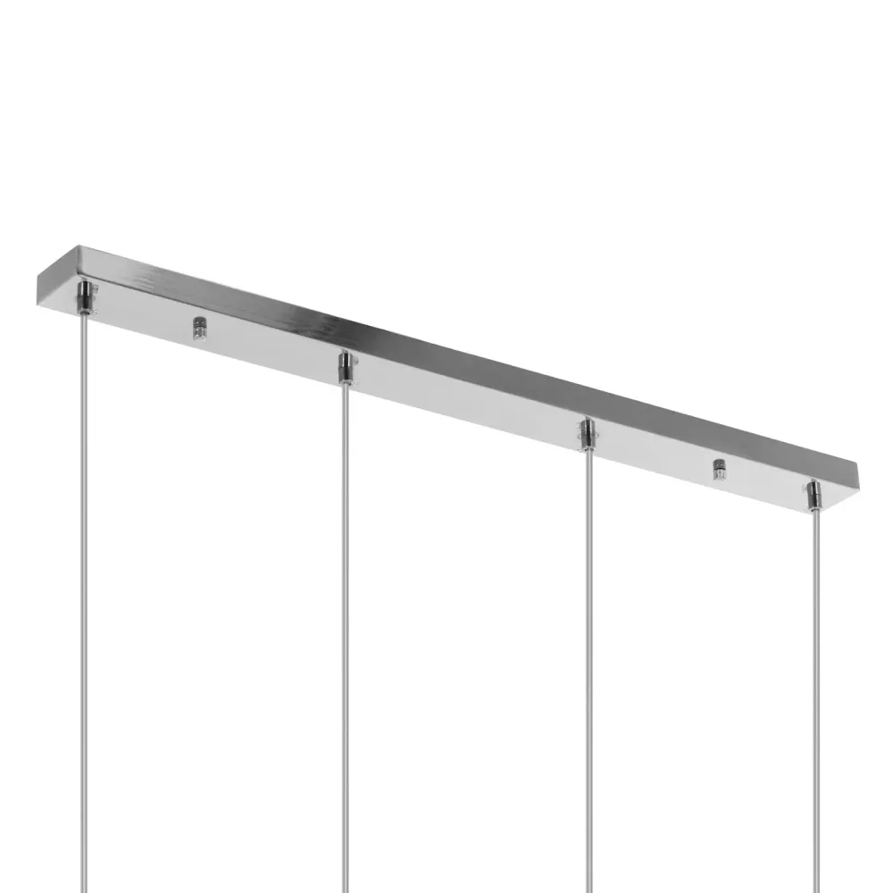 Plafonnier 4 ampoules abat-jour en verre de différentes formes verre acier ambre diaphane gris argent métallisé 14_0009525