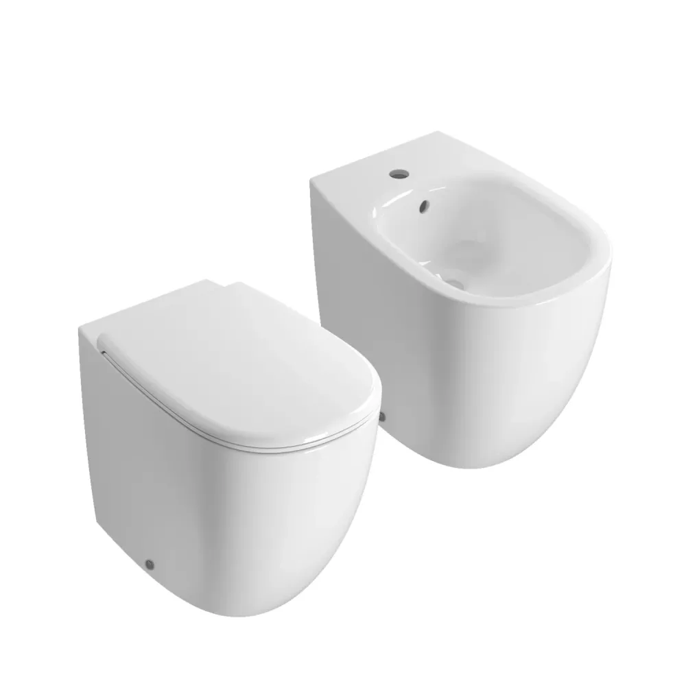 Sanitaire suspendu sans bride Globo série Daily 53x35xH43 cm avec abattant inclus - Blanc Brillant avec protection IP44