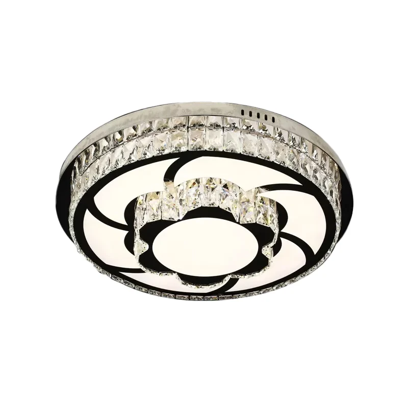 Support de tube néon p Plafonnier fleur/rond en acier inoxydable avec abat-jour en cristal translucide à facettes