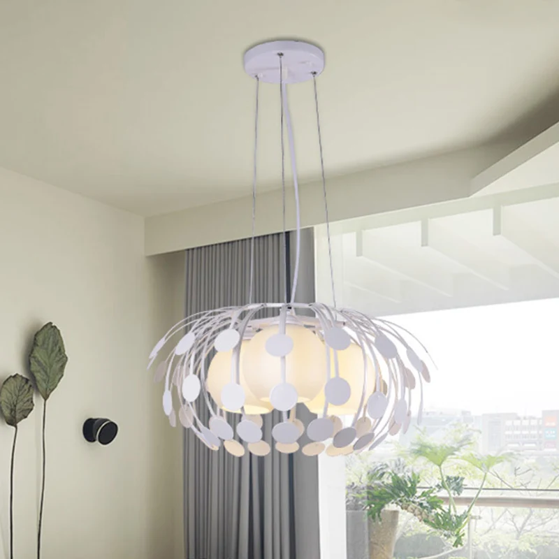 Transformateur LED Lustre Globe noir/blanc actuel à 3 lumières, plafonnier suspendu en verre blanc avec cadre en fer ovale