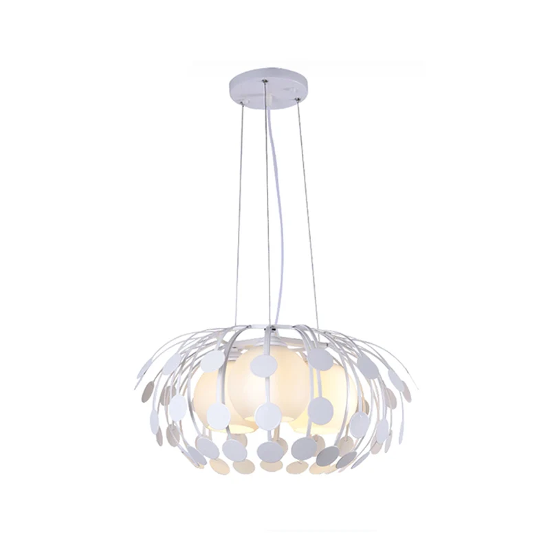 Transformateur LED Lustre Globe noir/blanc actuel à 3 lumières, plafonnier suspendu en verre blanc avec cadre en fer ovale